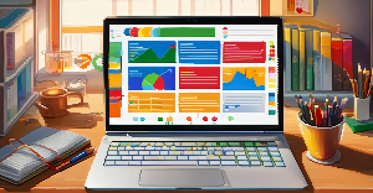 Close-up of hands typing on a laptop with colorful graphs displayed on the screen in a cozy office.