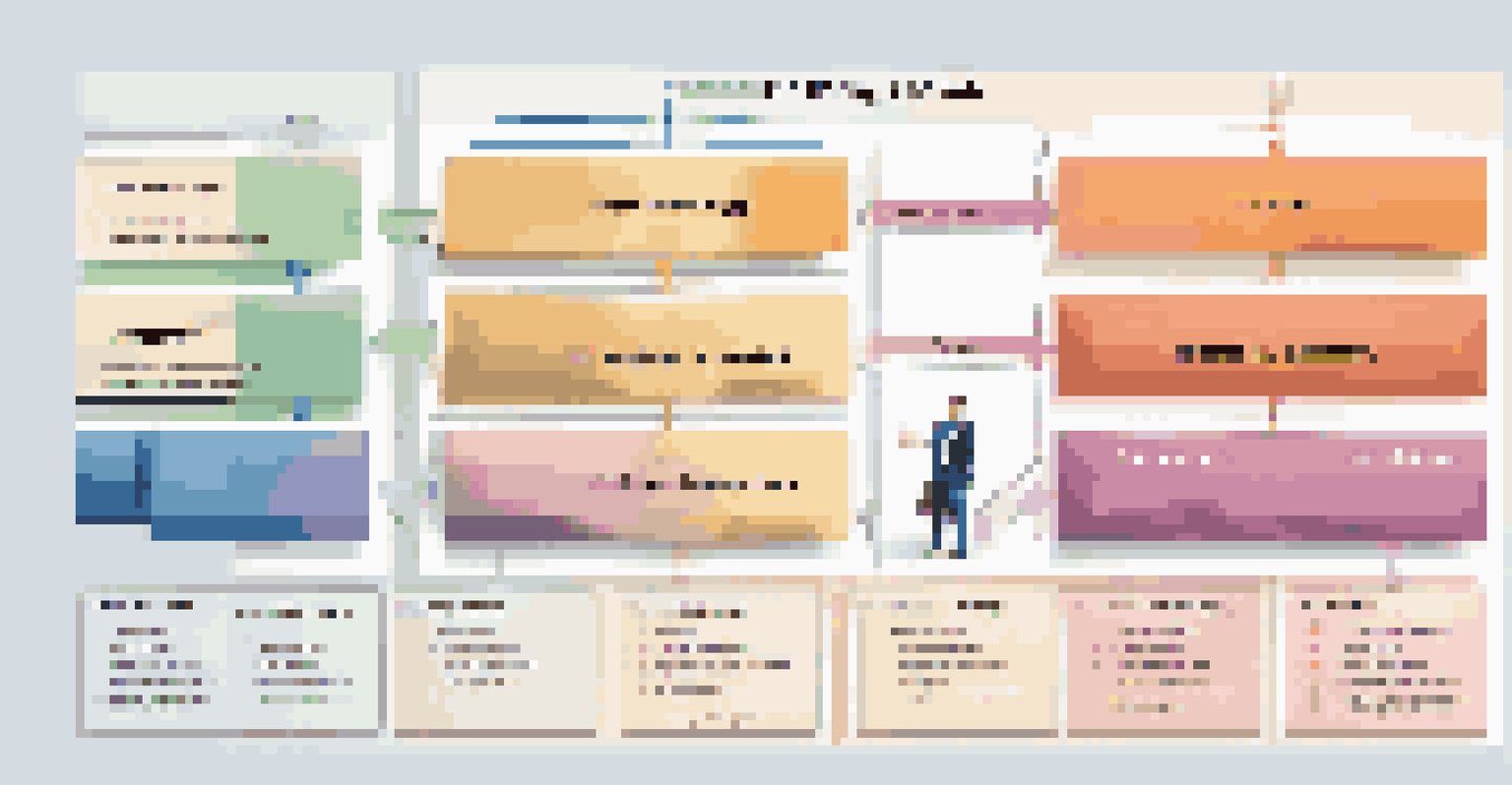 An infographic showing a hierarchy of job titles in a corporate structure with colorful boxes and arrows.