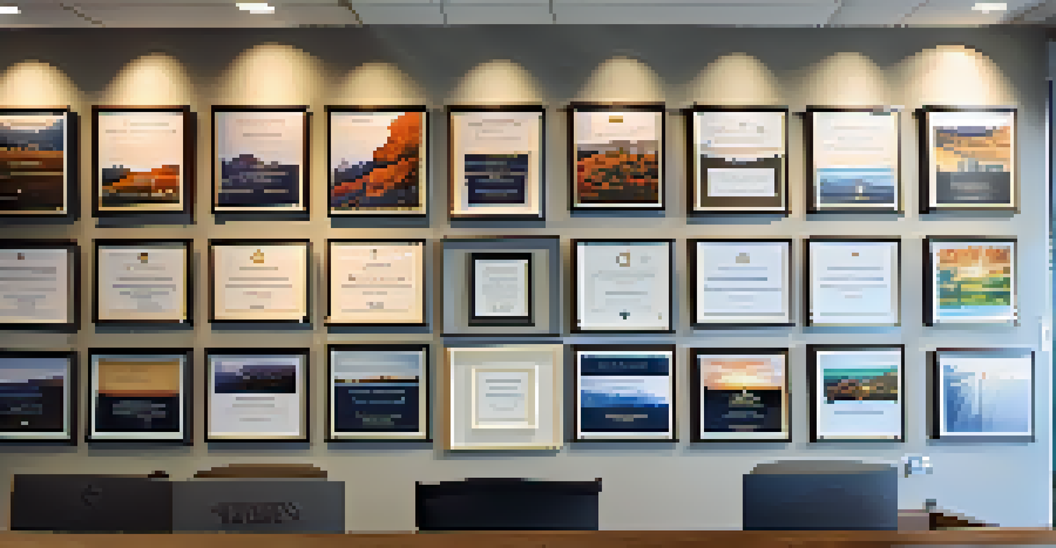 A motivational office wall displaying employee achievements and learning milestones.