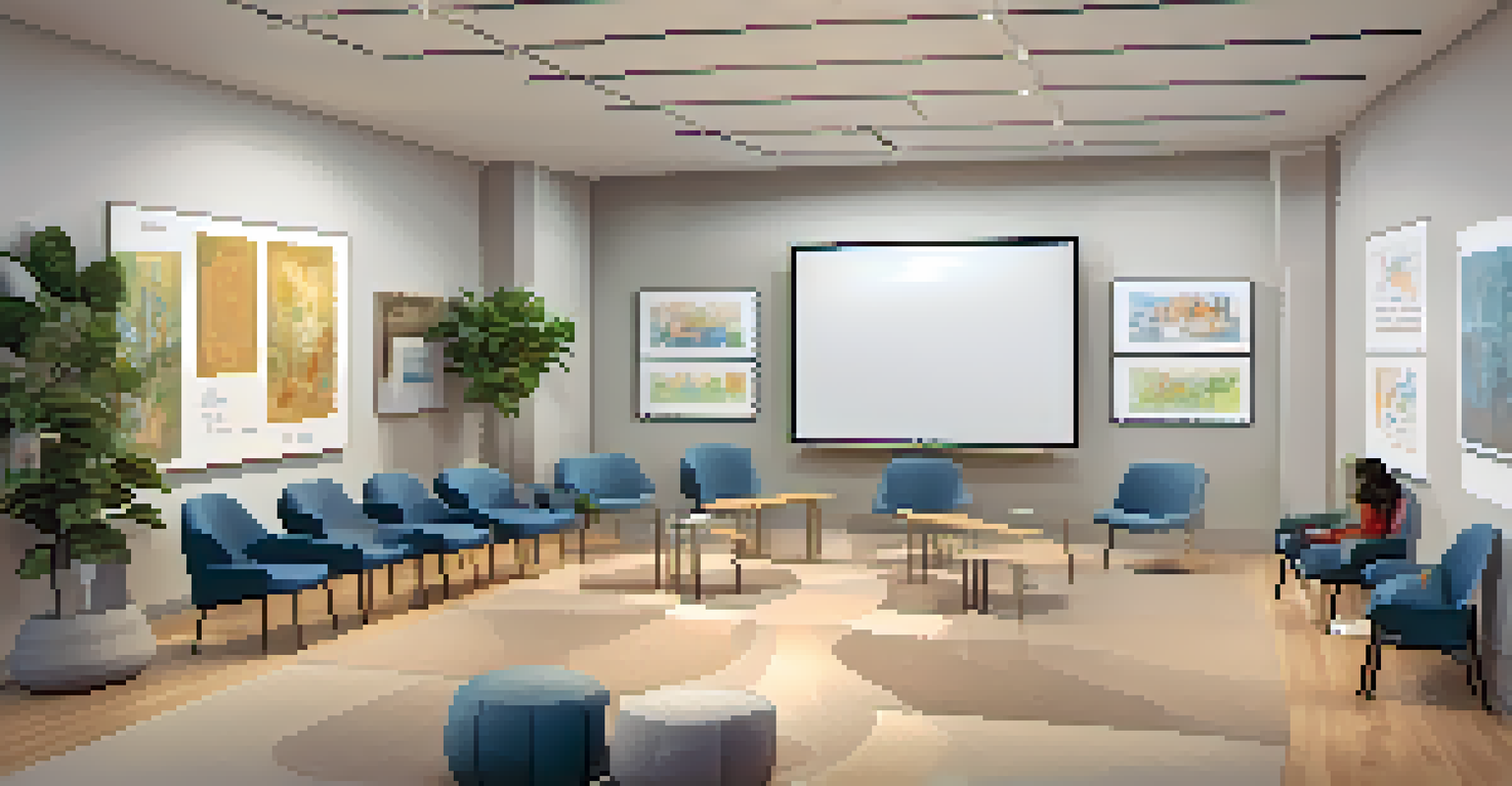A cozy and inviting space for open discussions with comfortable seating and warm lighting.