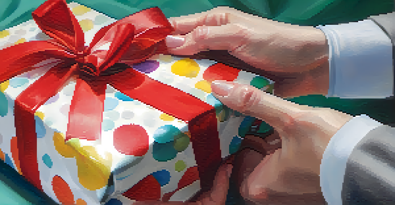 A close-up of hands holding a wrapped gift, symbolizing the positive nature of feedback.