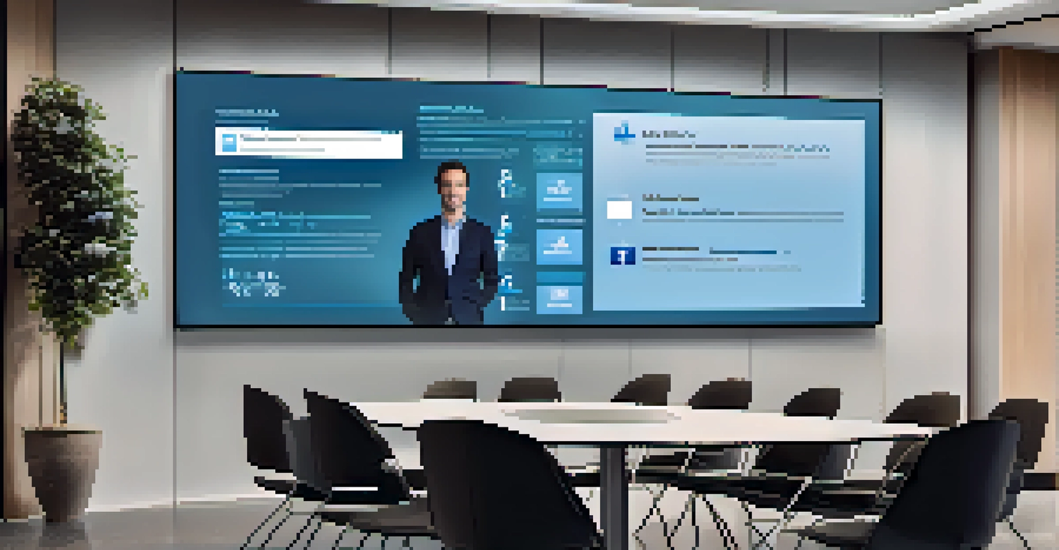 An individual presenting in a conference room with a large screen showing LinkedIn statistics, emphasizing networking opportunities.