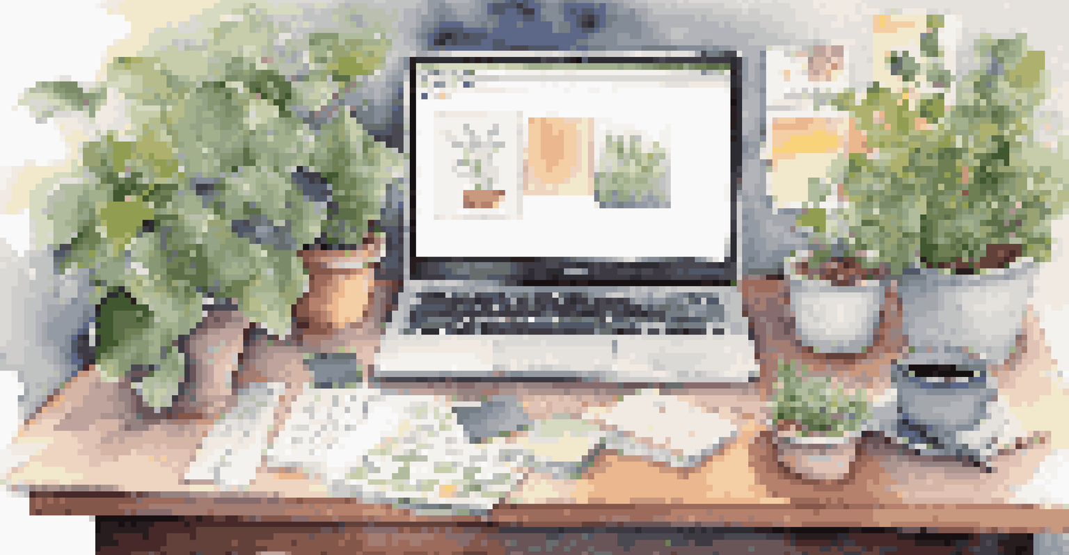 A cozy workspace with a laptop, colorful sticky notes with feedback comments, and a cup of coffee, all in soft lighting.