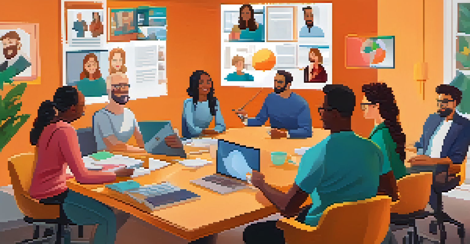 A virtual team meeting with diverse colleagues on a video call, each in their own home workspace.
