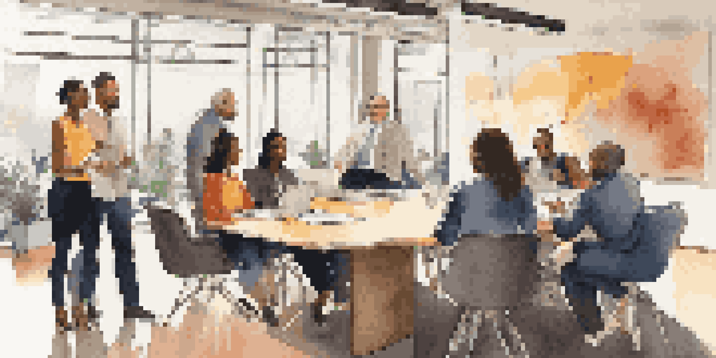 A diverse group of employees collaborating in a modern office, highlighting effective communication and teamwork.