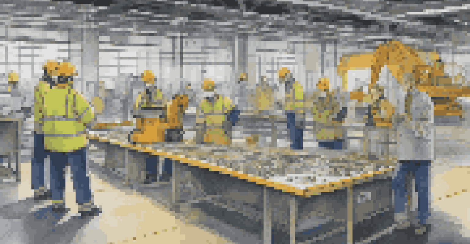 An auditor inspecting a factory floor with machinery and employees in safety gear, emphasizing collaboration in a safety audit.