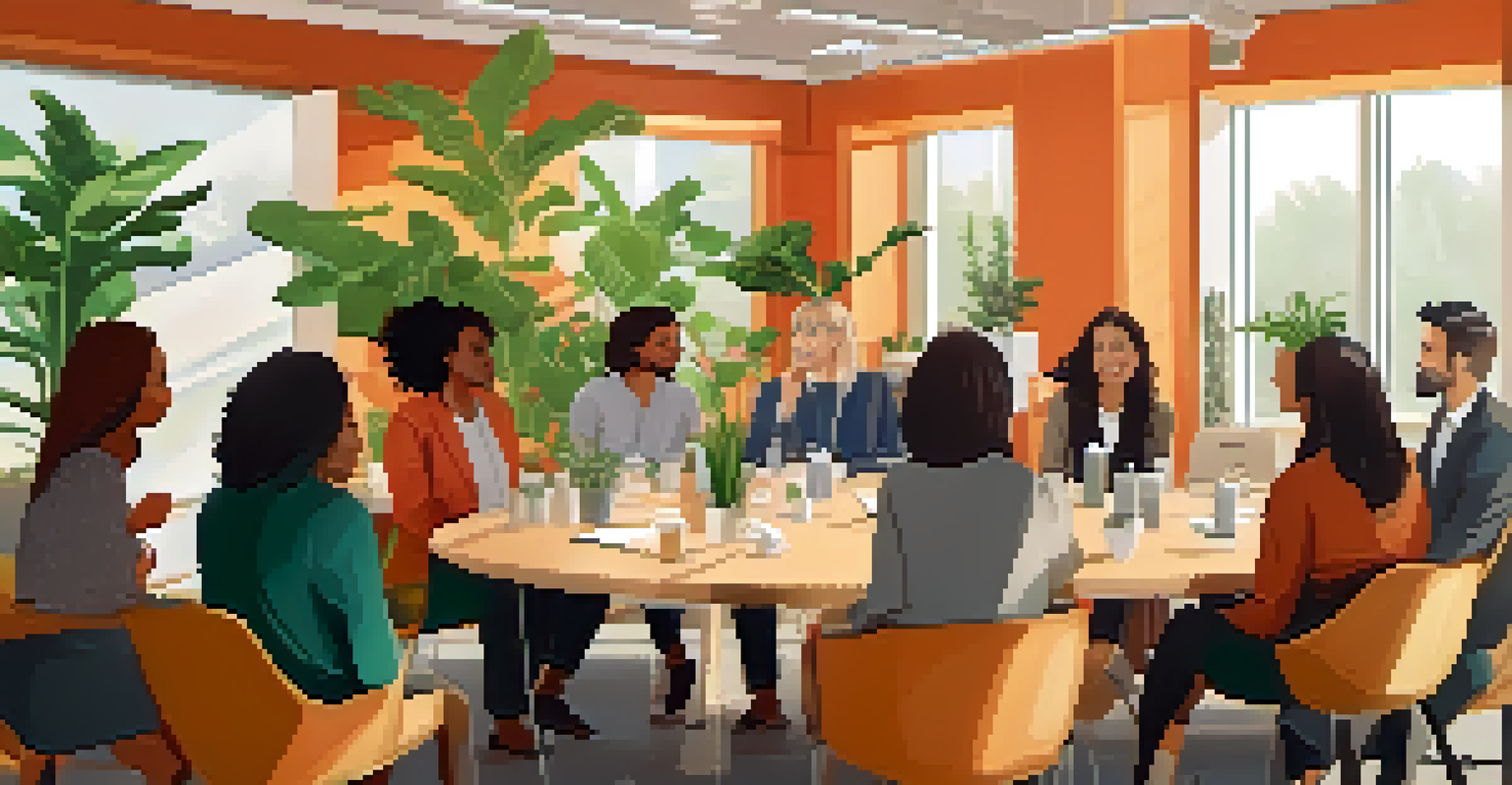 A vibrant networking event with diverse professionals engaging in conversation in a modern conference room.