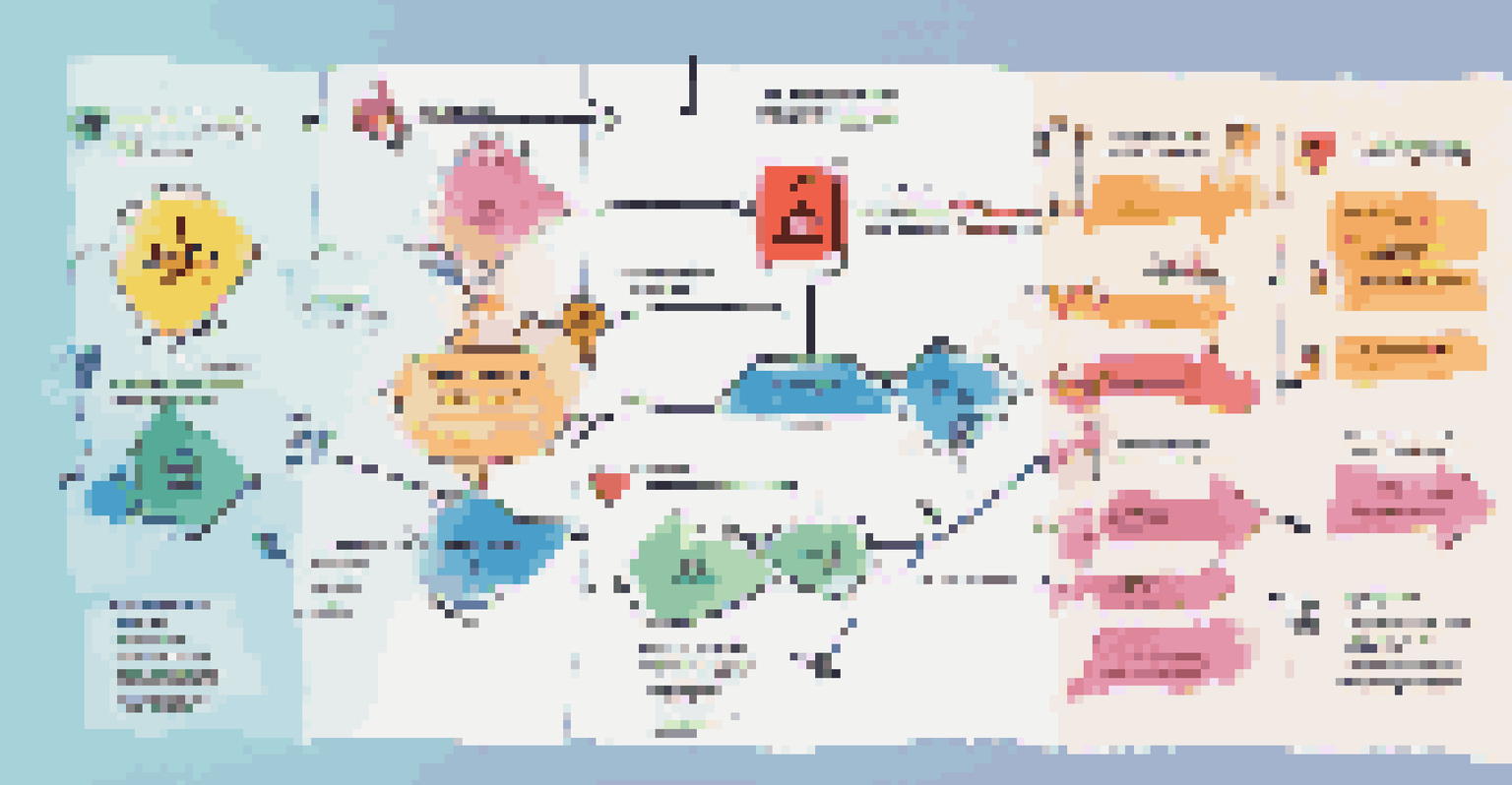 A colorful infographic displaying the customer feedback process with various icons and flowchart elements.