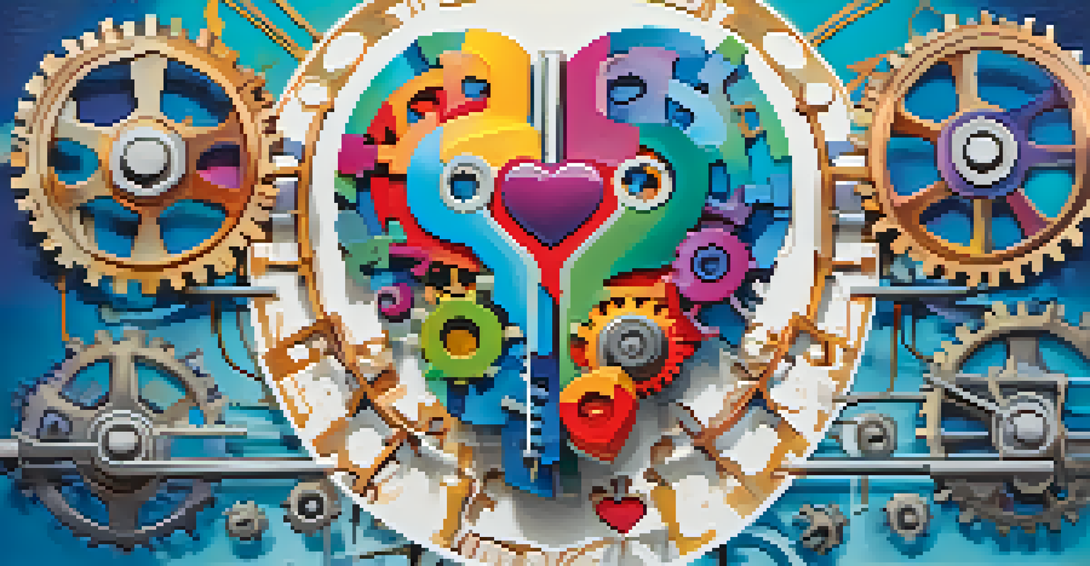 A creative illustration showing a brain and heart symbol intertwined, representing emotional intelligence, with calming colors in the background.