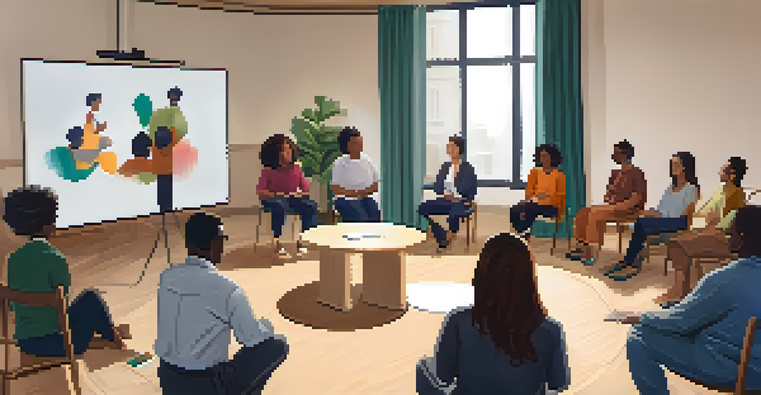 A facilitator leading a diversity training session with employees seated in a circle, promoting open conversation.