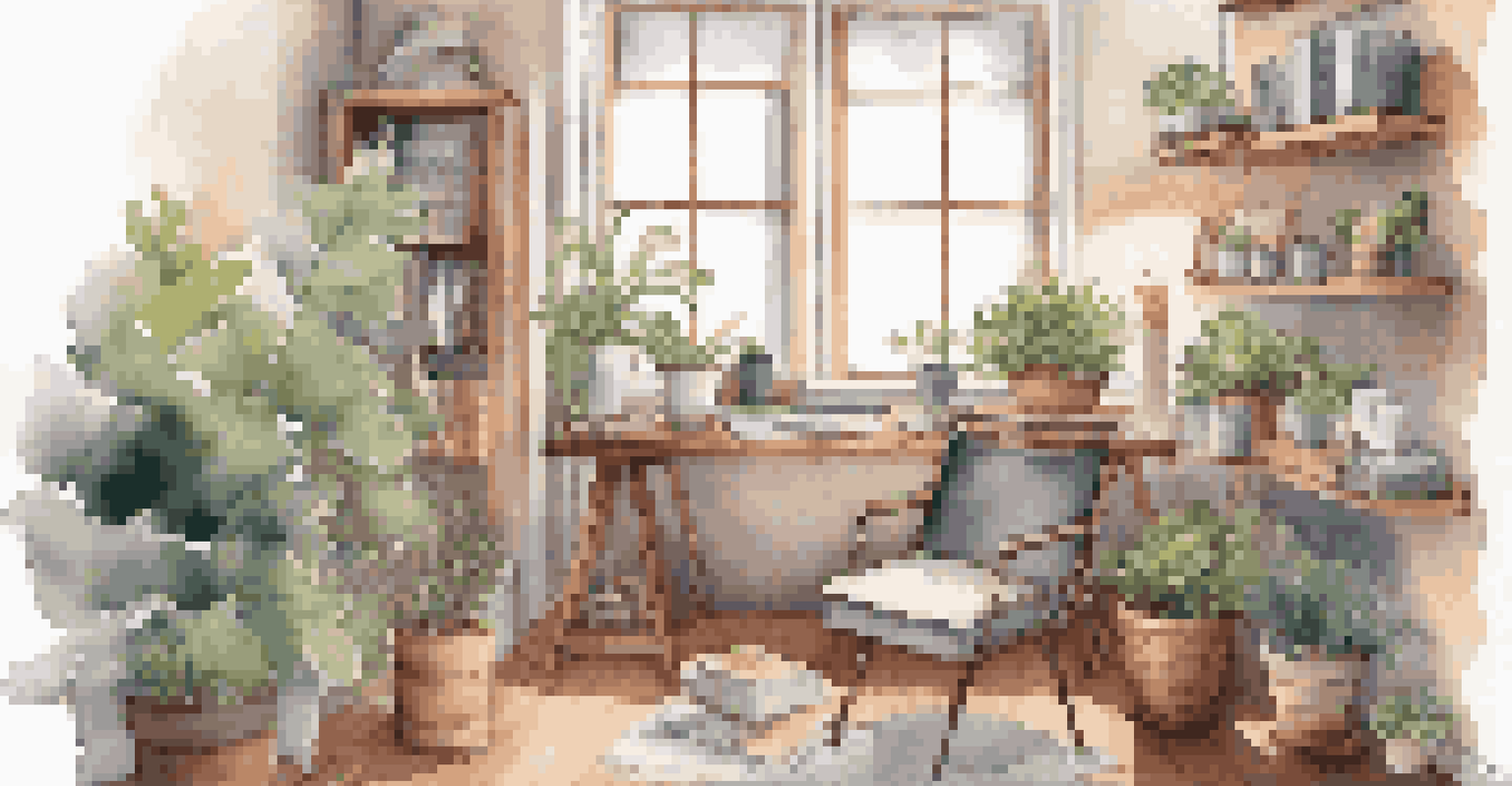 A relaxing workspace with an armchair, a small bookshelf, and a cup of tea, designed for work-life balance.