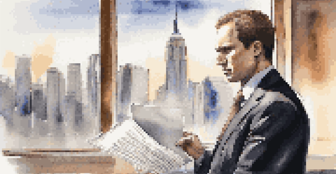 A close-up of a whistleblower holding a document, set in a corporate office with a city skyline visible through the window.