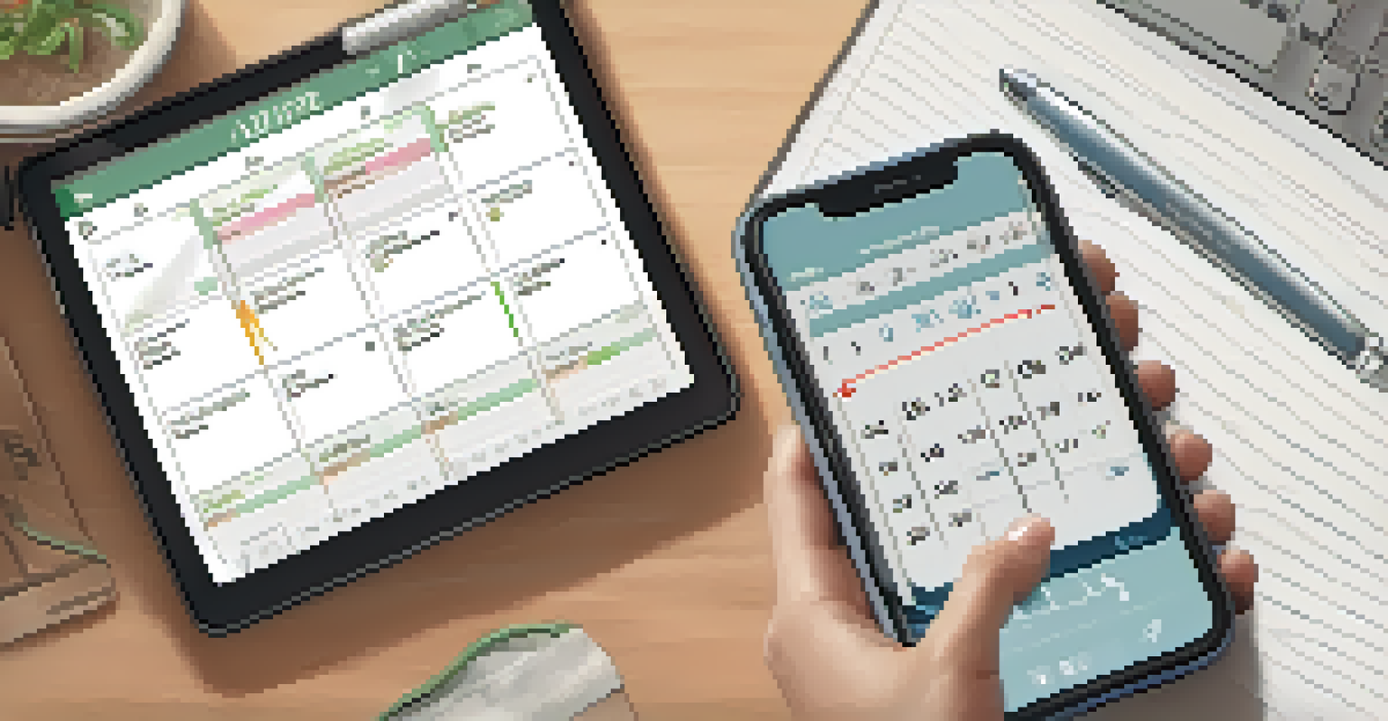 A person holding a smartphone showing a calendar app with reminders in a cozy workspace.
