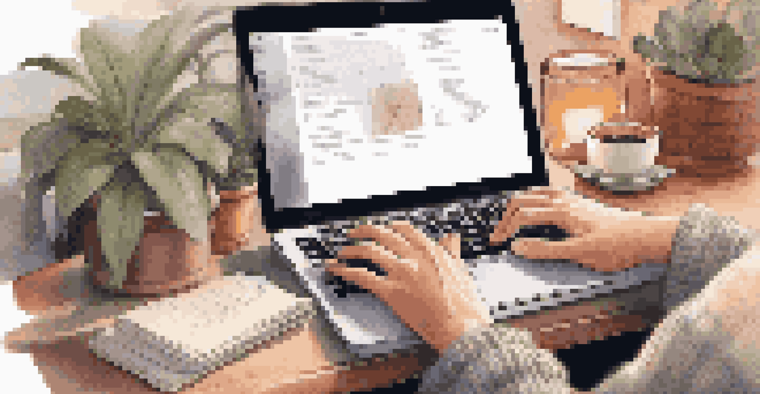 Close-up of hands typing on a laptop in a cozy workspace, emphasizing communication and teamwork.