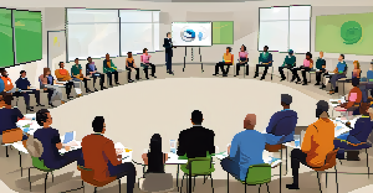 Employees participating in a training session focused on diversity and inclusion, with a facilitator presenting at the front.