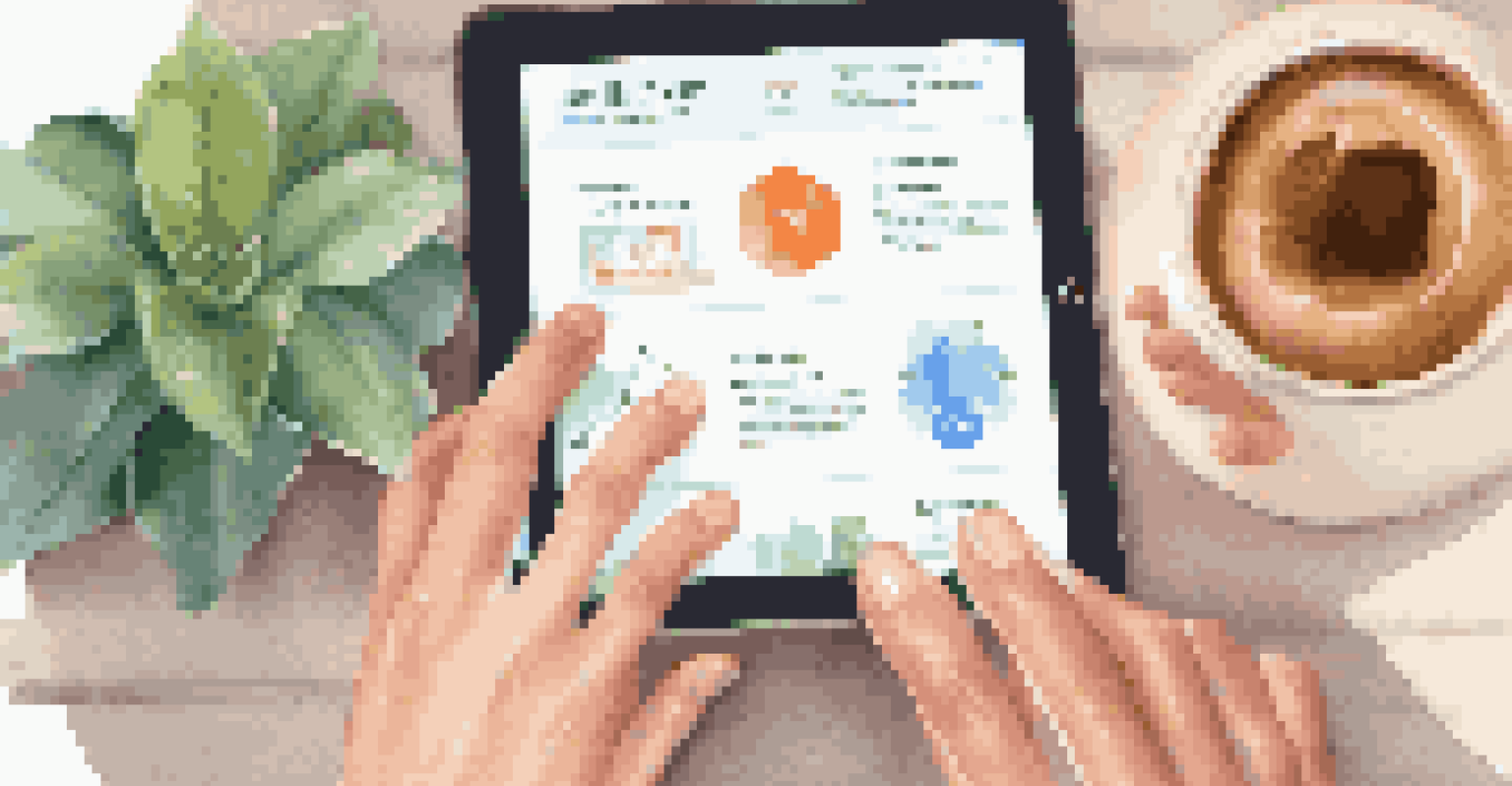 A close-up of hands holding a tablet showing an employee benefits portal.