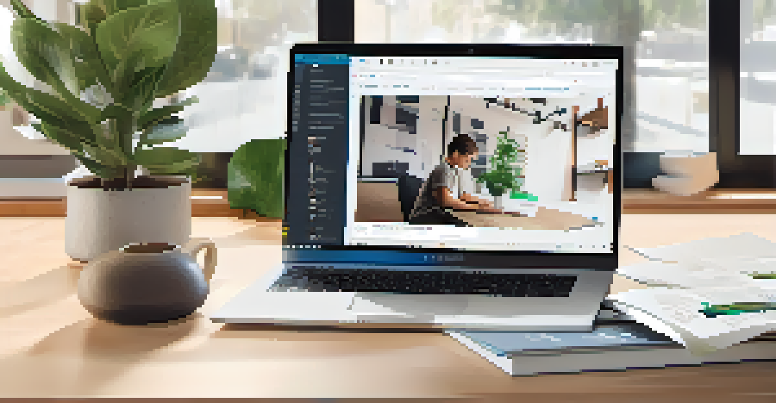 A young intern working on their LinkedIn profile at a tidy digital workspace.