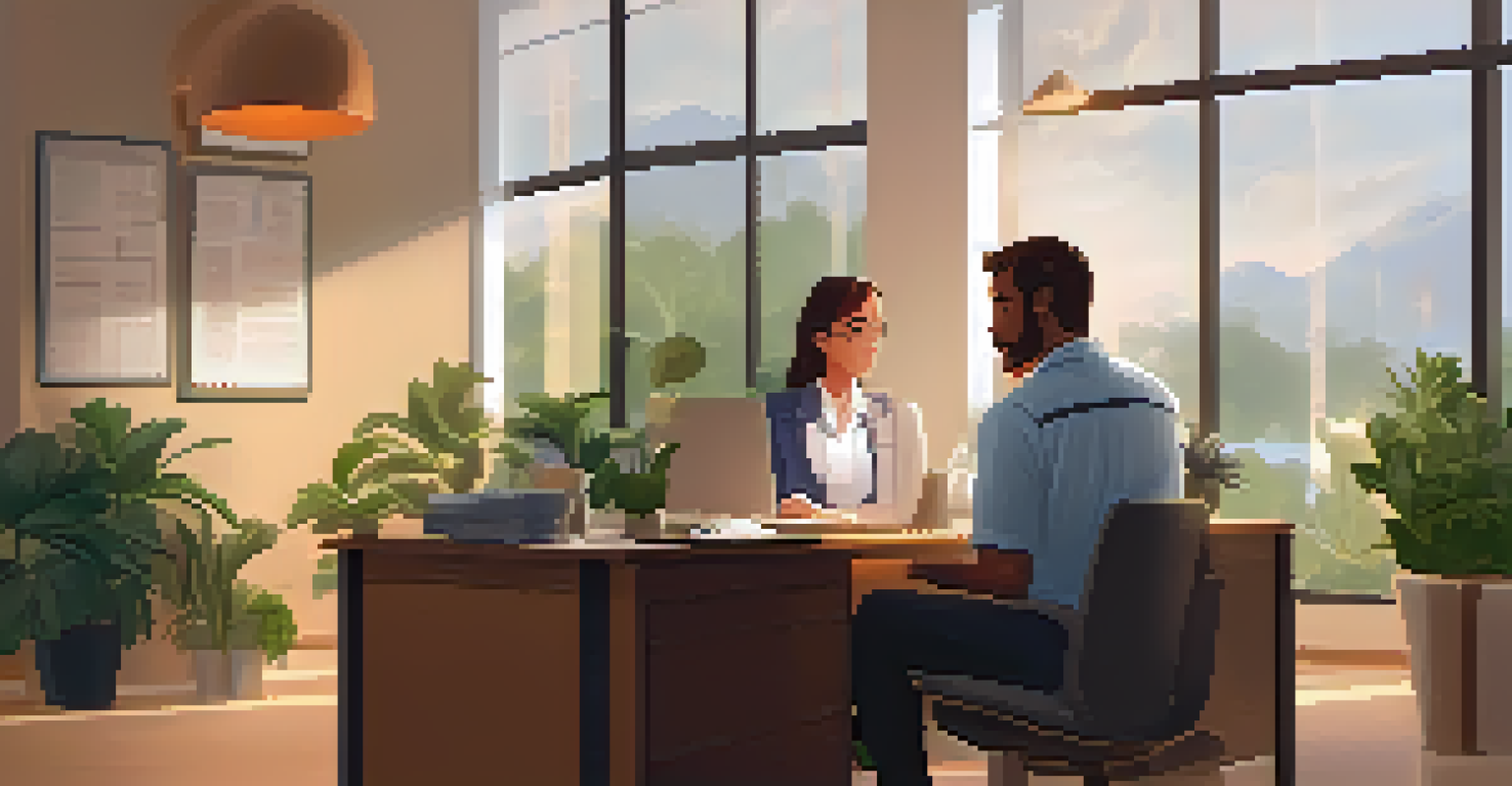 A manager showing empathy towards an overwhelmed team member in a cozy office setting.