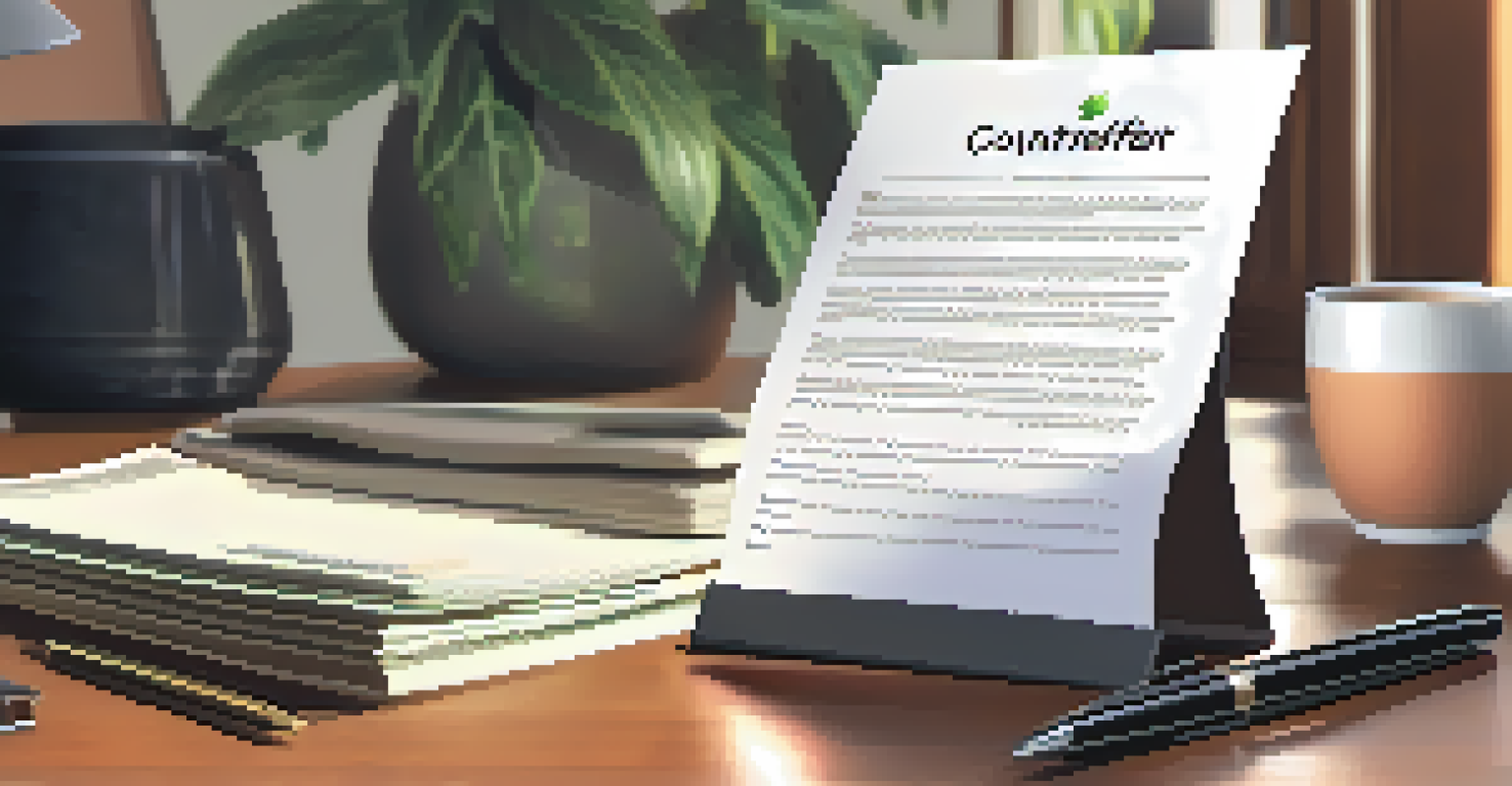 A close-up of a hand holding a pen over a document titled 'Counteroffer' in a cozy home office.