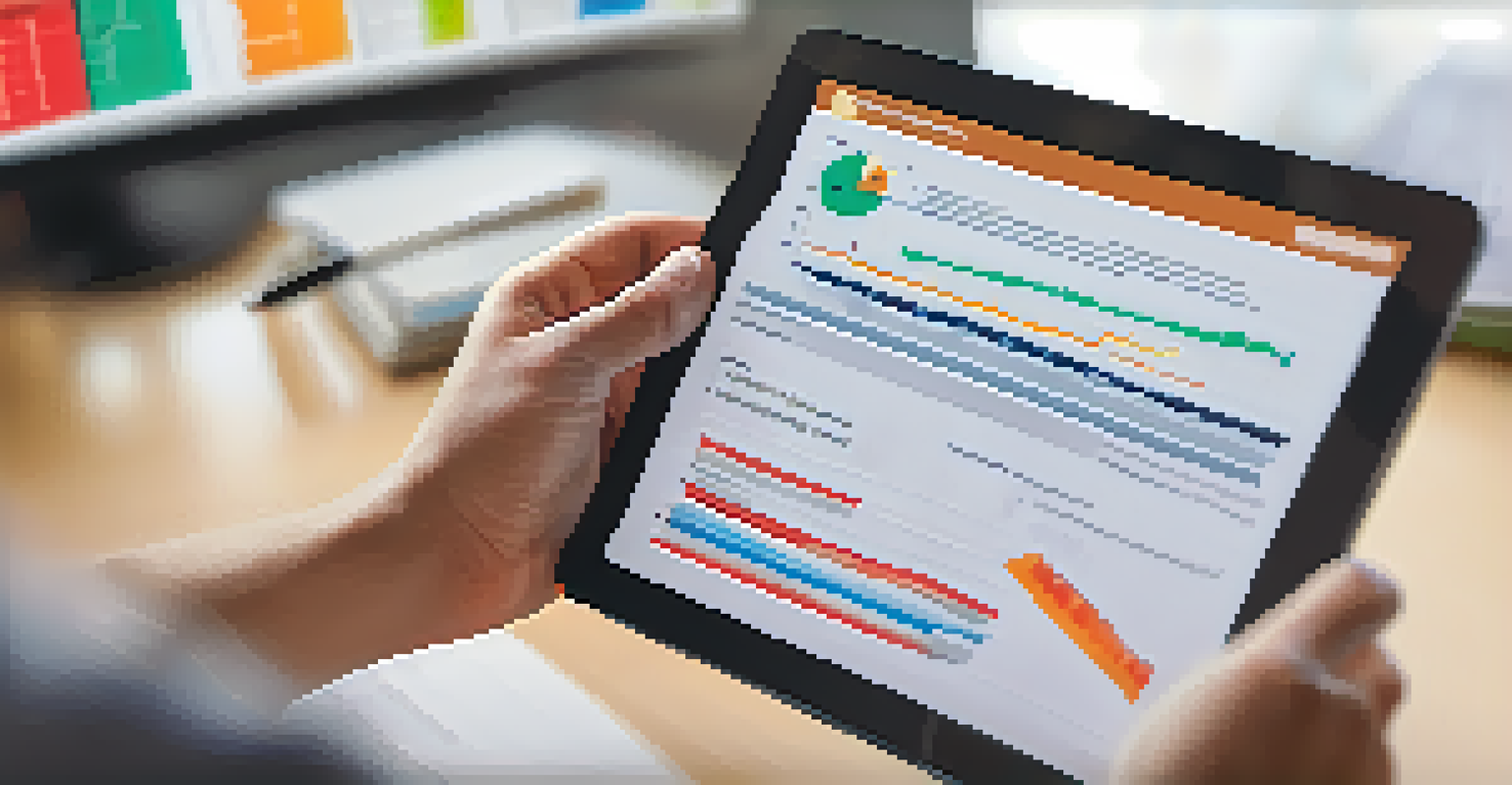 A close-up of hands holding a tablet with a career assessment questionnaire in a warm office setting.