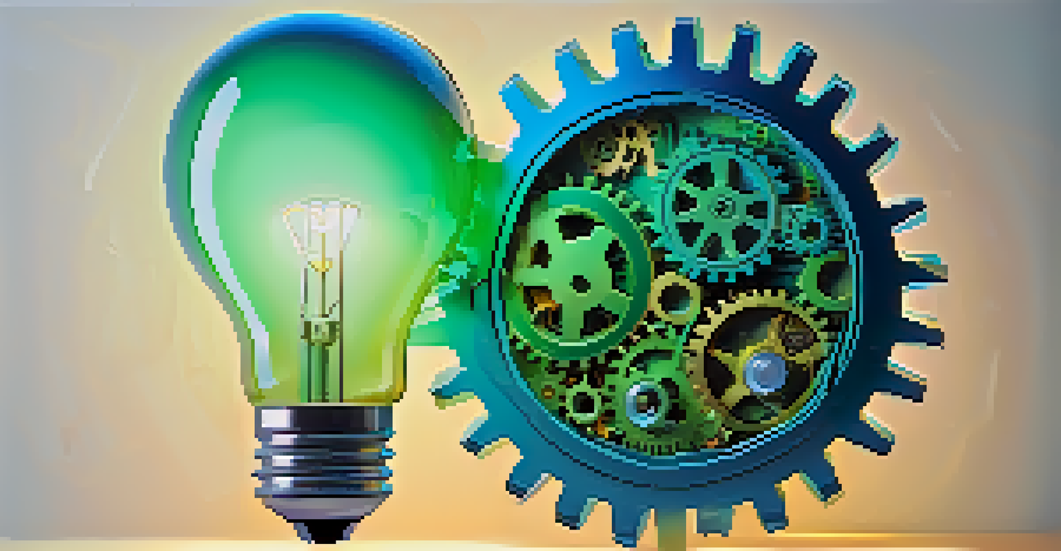 An abstract image of a glowing light bulb with gears and digital elements, representing innovation.