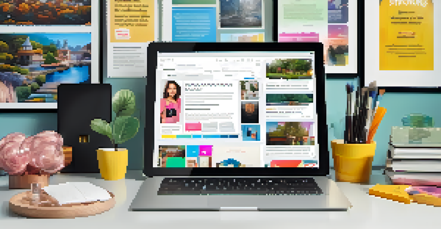 A tablet displaying a vibrant social media feed with professional networking content in a stylish home office.
