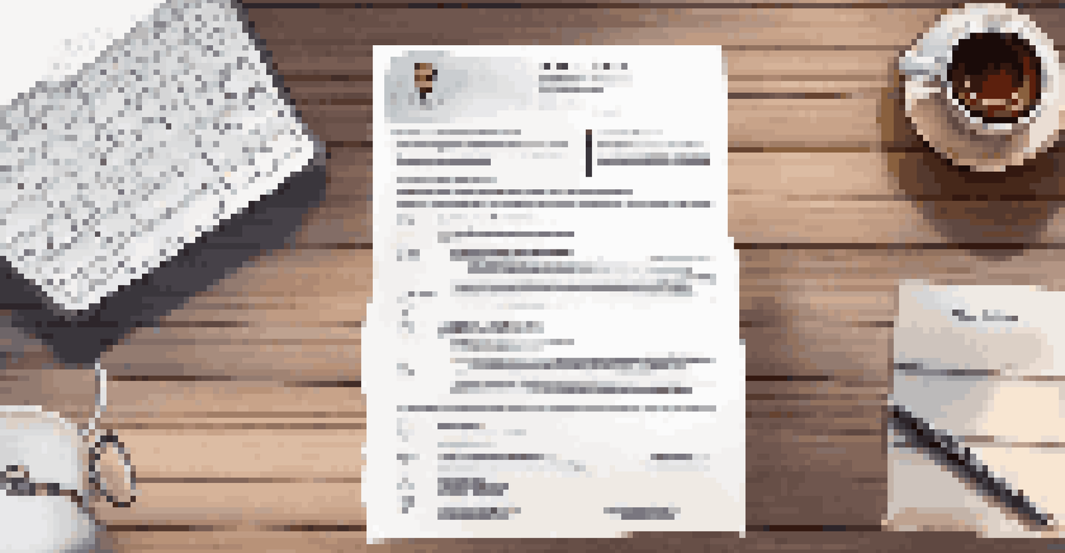 A close-up of a printed resume and cover letter on a desk, with a pen and a laptop in the background.