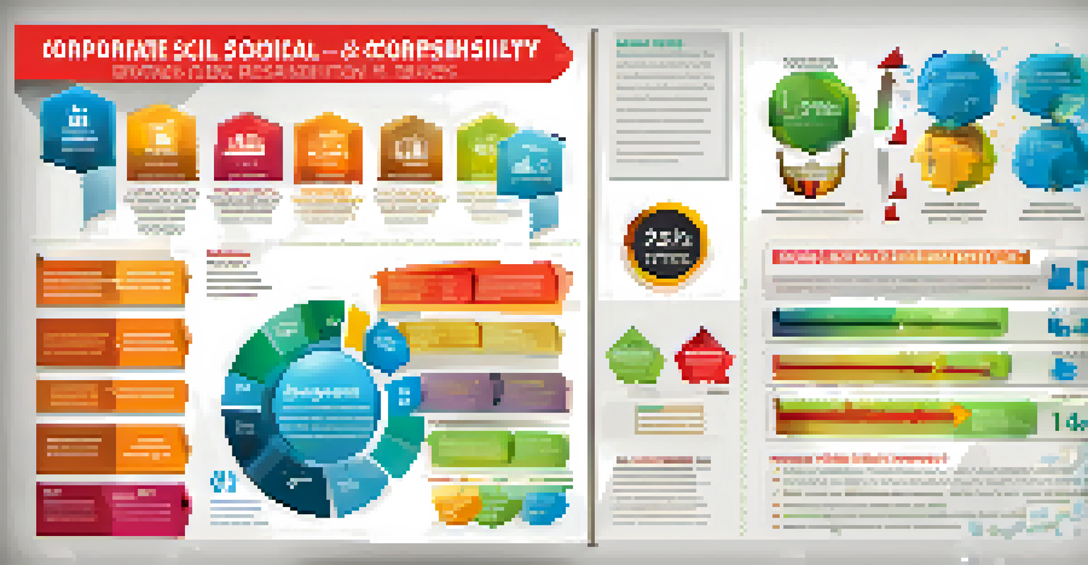 An infographic illustrating the benefits of Corporate Social Responsibility with colorful icons and graphs in a professional layout.