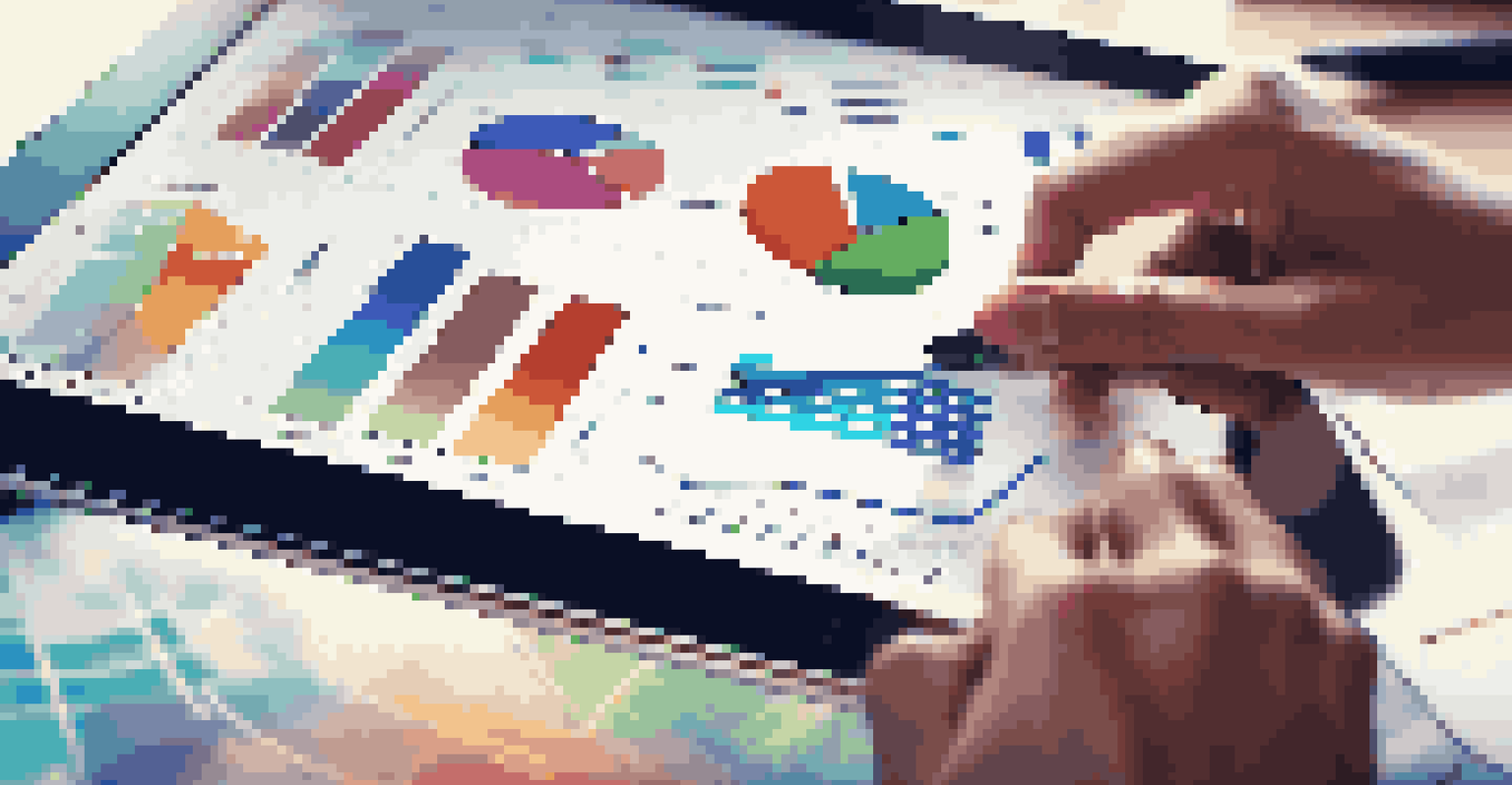 Close-up of hands working on a tablet with graphs, symbolizing teamwork and the use of technology in collaboration.