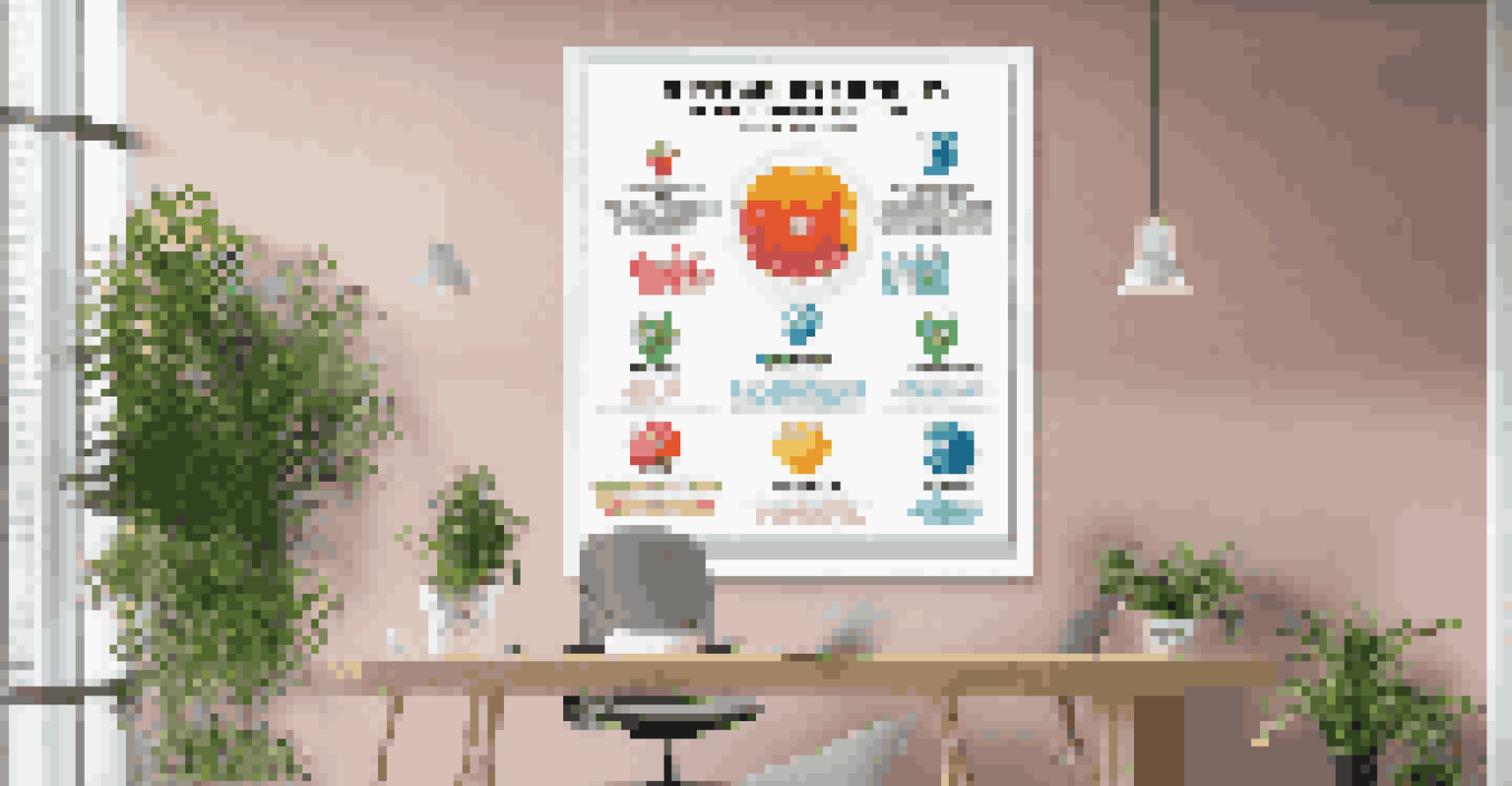 An infographic summarizing employee benefits displayed in a modern office.