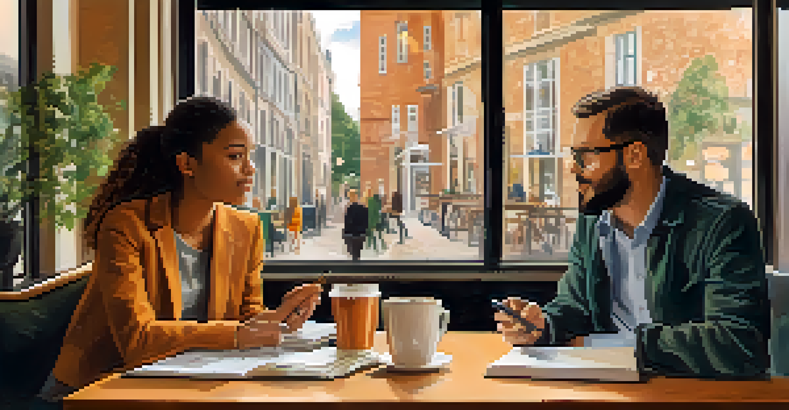 A comparison of a structured coaching session and a casual mentoring meeting in a coffee shop.