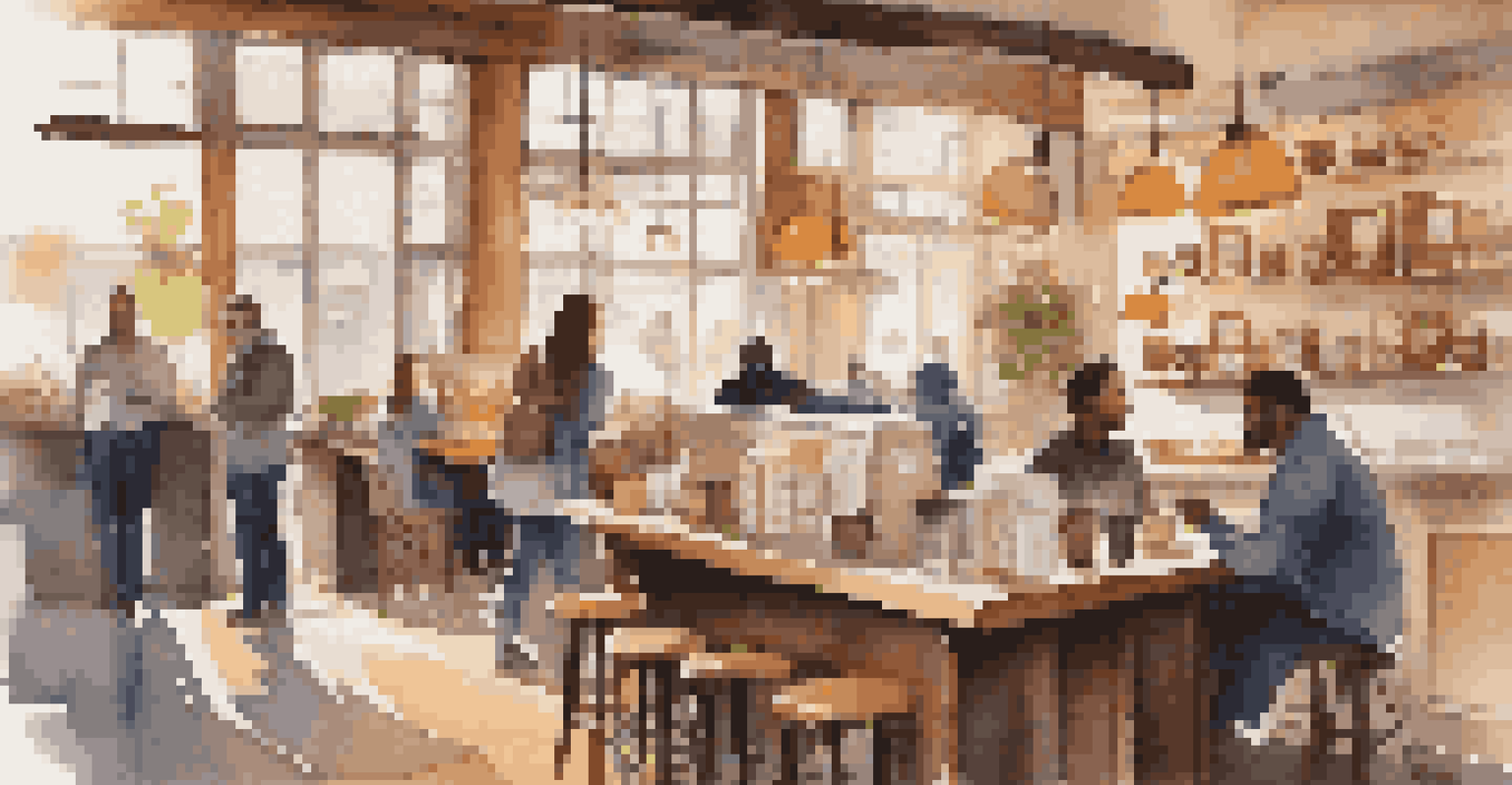 Two professionals having a discussion over coffee in a warm coffee shop, exploring career options.