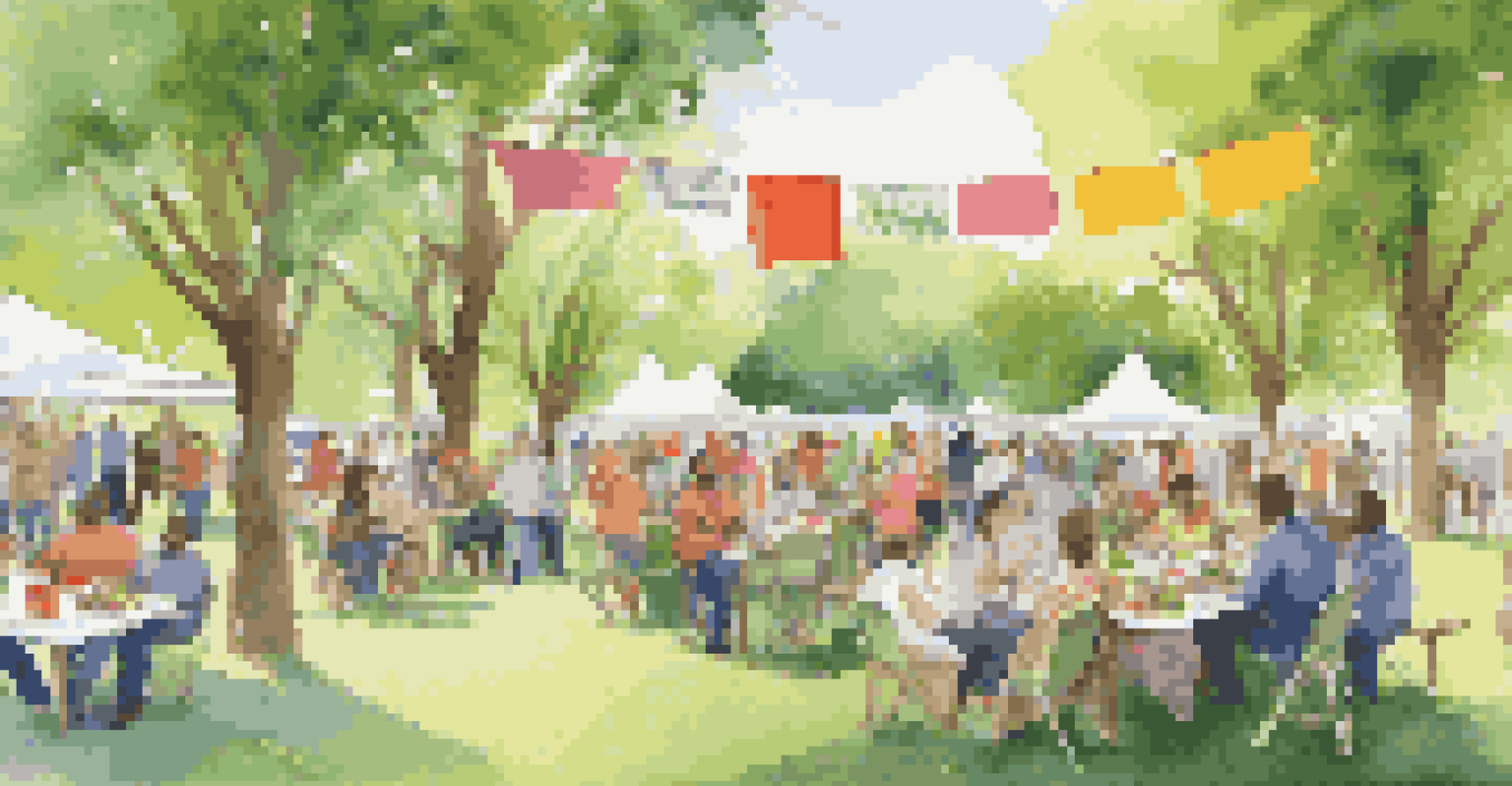 An outdoor employee gathering in a park celebrating diversity, showcasing individuals from various backgrounds enjoying a picnic, with colorful banners and a warm, inviting atmosphere.
