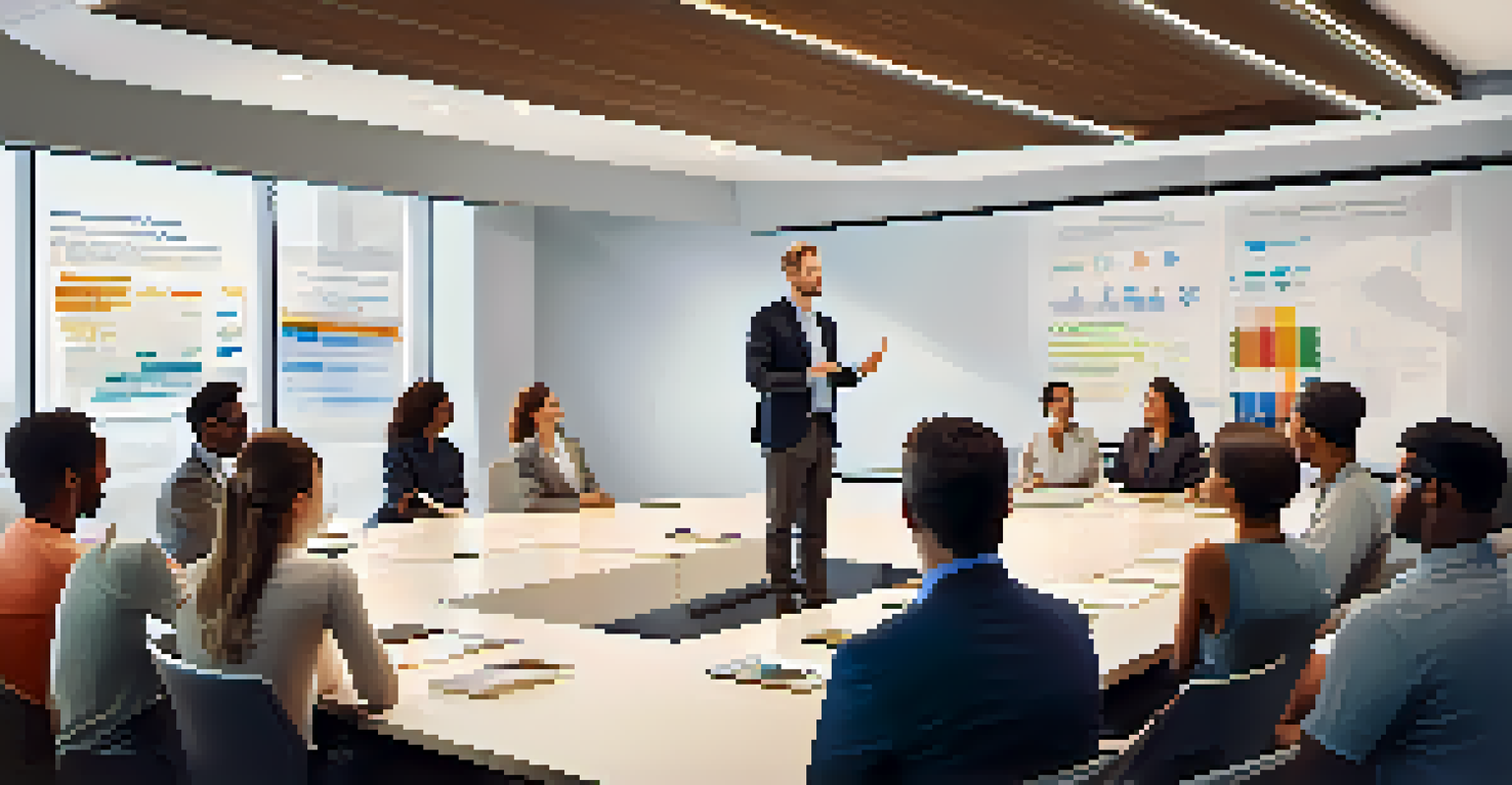 A leader engaging a team in a conference room discussion about project goals.