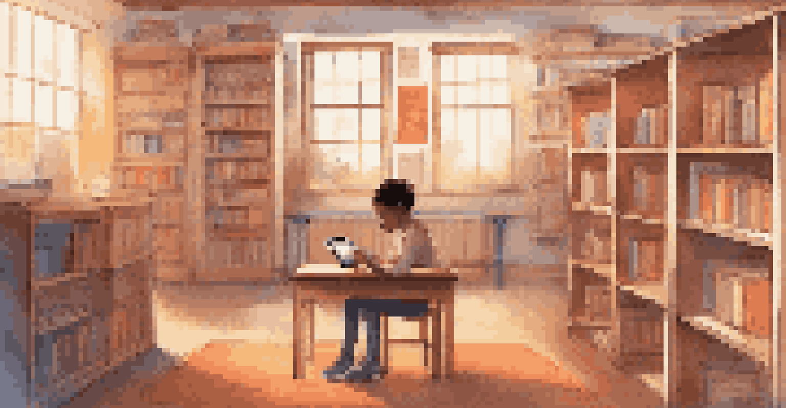 A student using an AI-powered learning platform in an inviting educational setting.