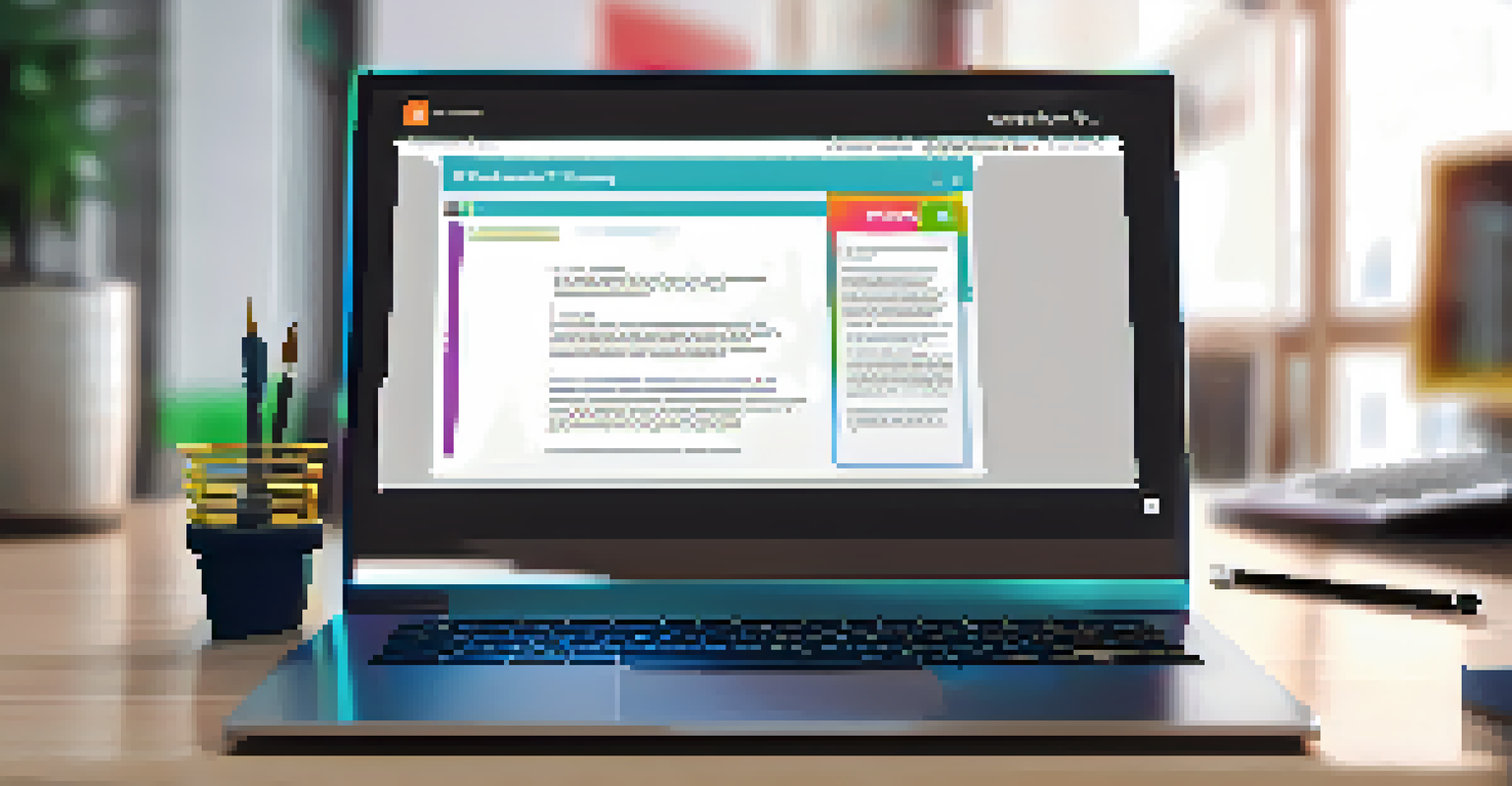 A close-up of a computer screen showing an online course on critical thinking, with a notepad and pen in the background.