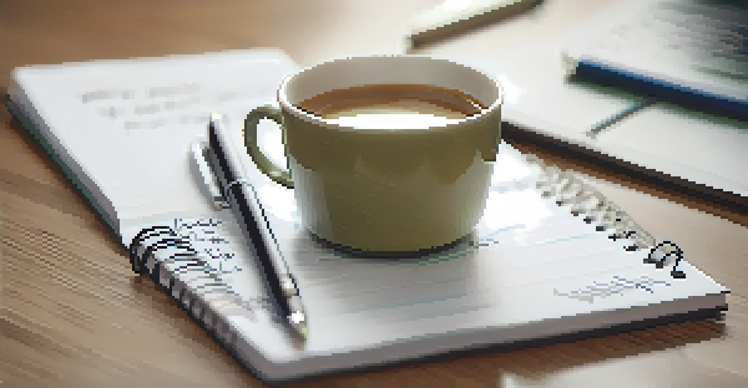 A notepad with SMART goals written on it, with a pen and a cup of coffee in the background, depicting a productive work atmosphere.