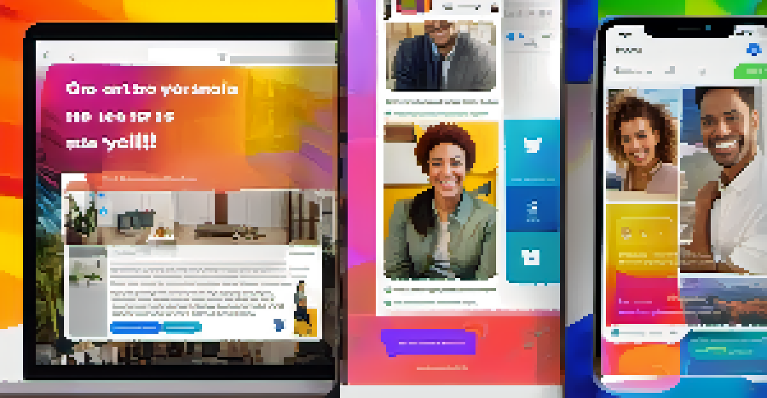 A dynamic social media post showcasing a video testimonial with a smiling client and an engaging quote, enhanced by colorful graphics.