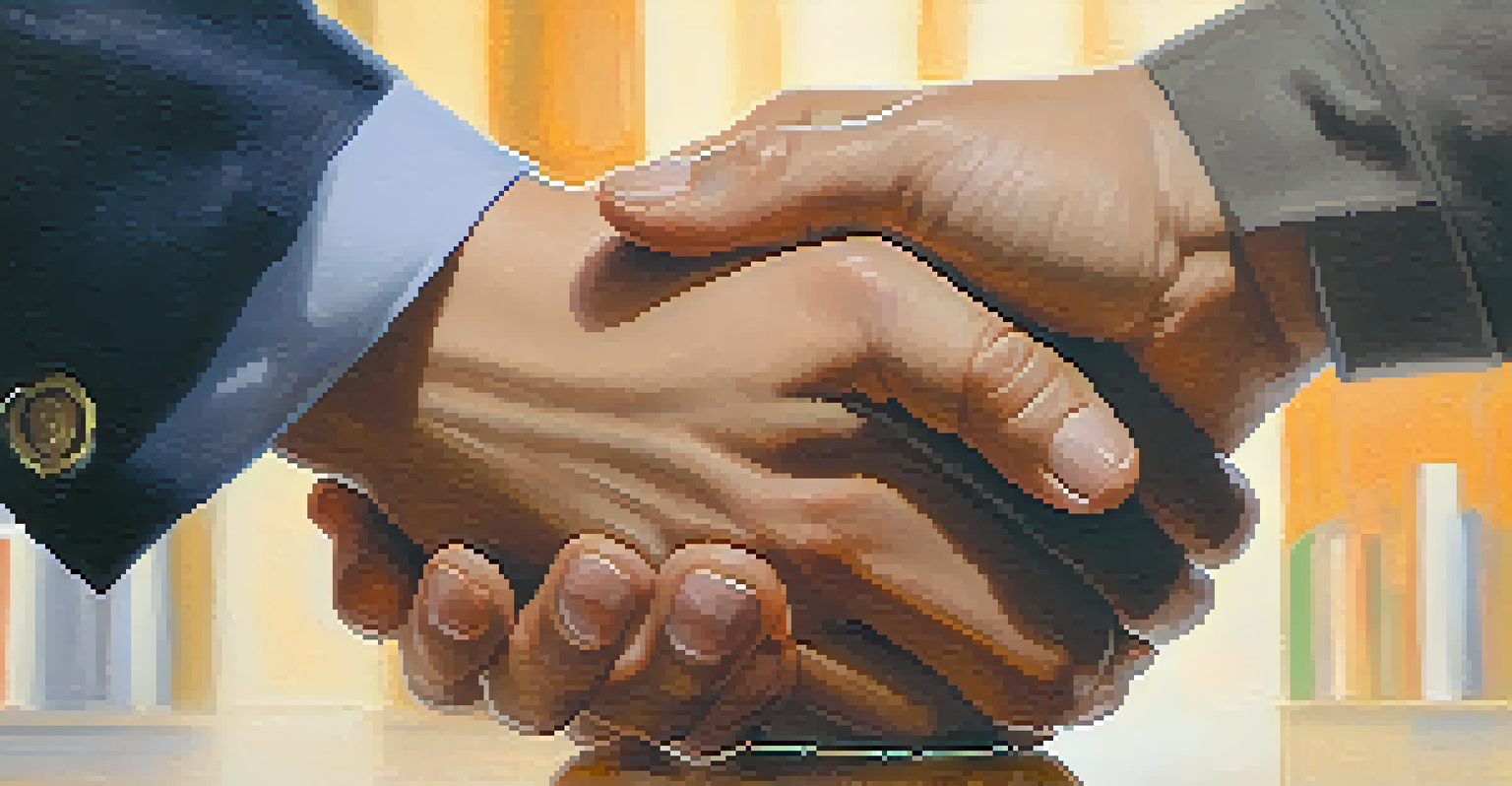 Close-up of hands showing a supportive gesture in a warm office atmosphere, symbolizing empathy.