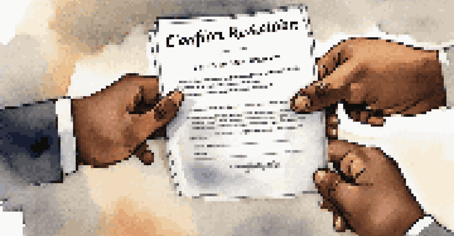 Close-up of diverse hands exchanging a document titled 'Conflict Resolution Policy'.