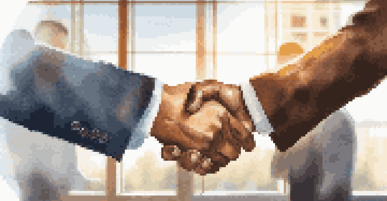 A close-up of two people shaking hands, representing a successful networking connection.