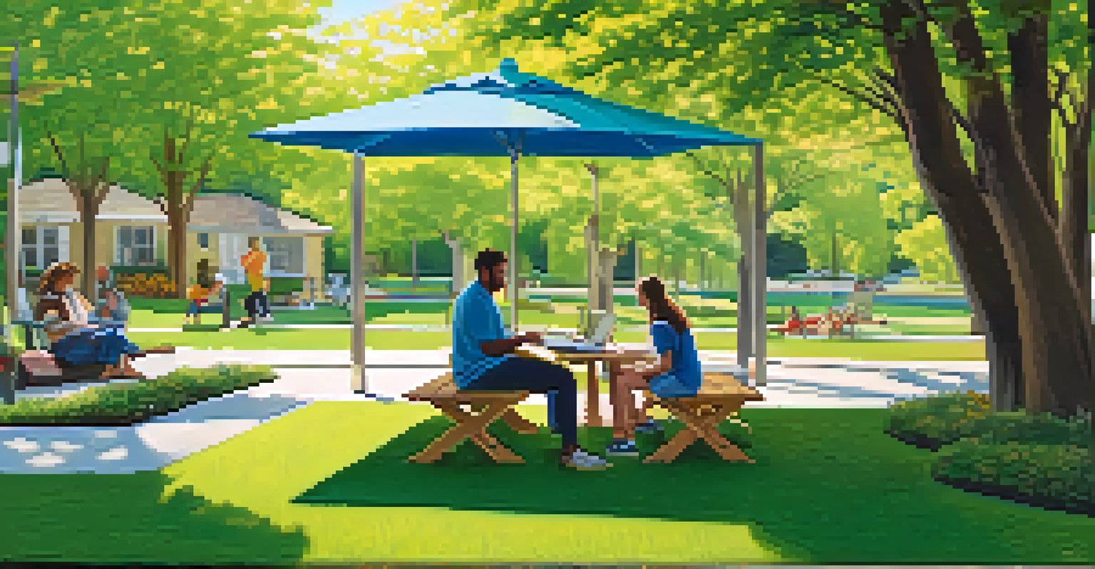 A split image of a person working in a park and enjoying family time at home, depicting work-life integration.