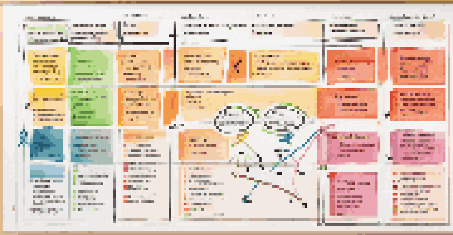 A colorful flowchart on a whiteboard illustrating SMART goals.