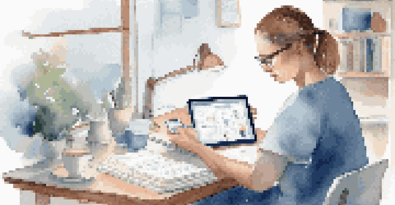 An individual studying at a desk with a tablet, notebooks, and a cup of coffee, in a calm and organized workspace.