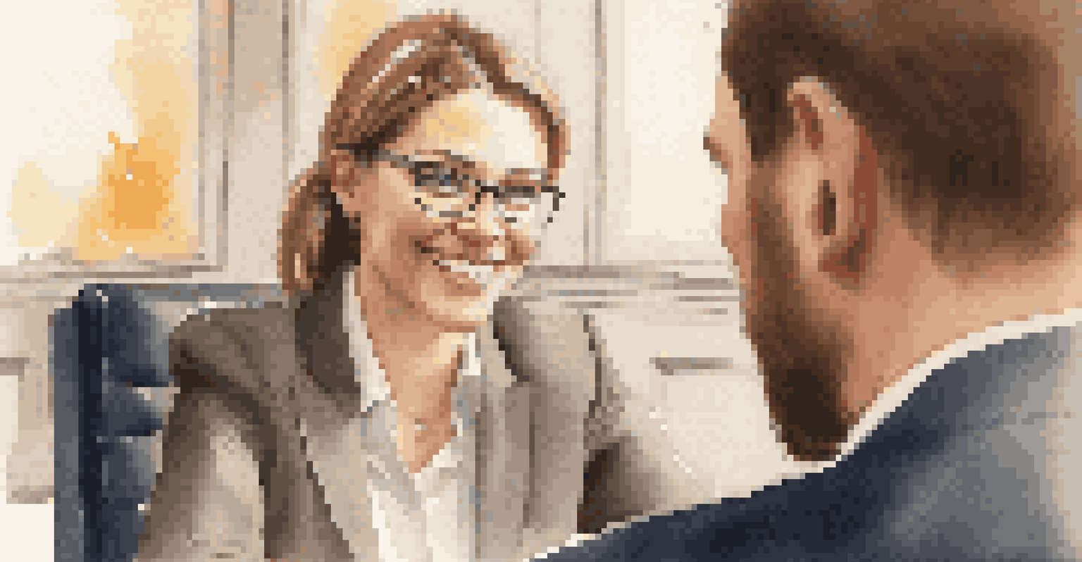 Close-up of a confident job candidate maintaining eye contact during an interview, demonstrating engagement and openness.