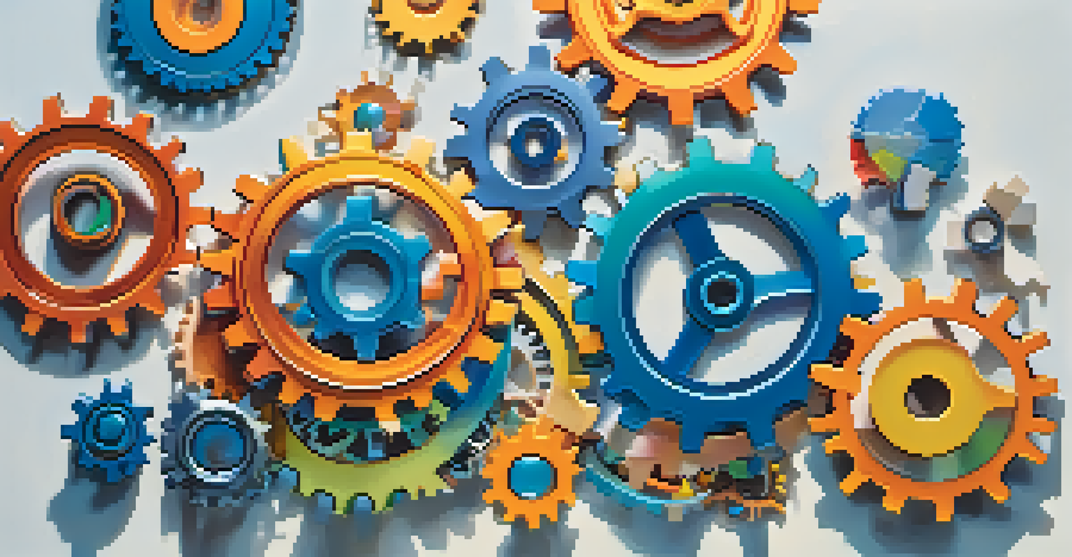 Abstract gears representing teamwork and organizational culture in various colors.