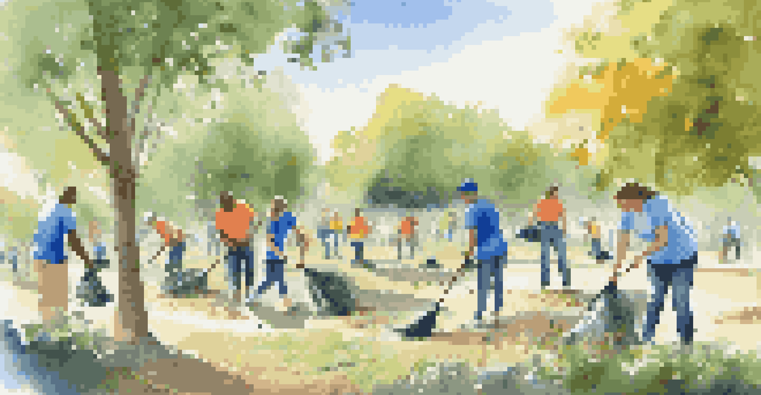 Volunteers cleaning up litter in a park on a sunny day, demonstrating community engagement and environmental awareness.