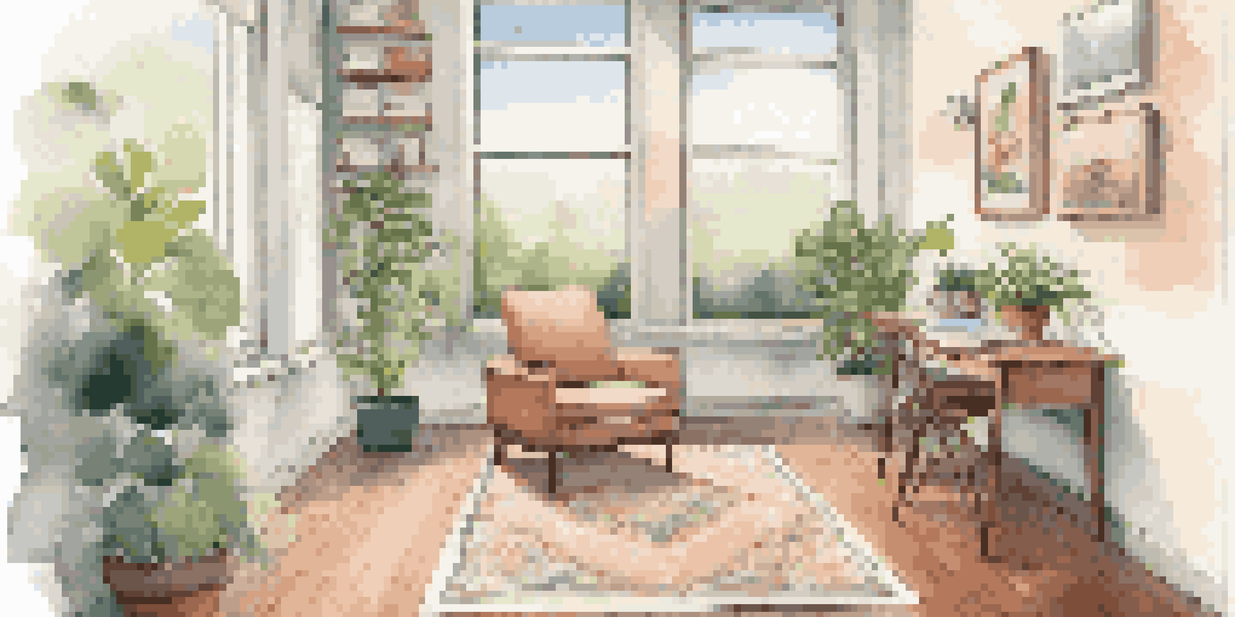 A bright office space with a reading nook, plants, and a yoga mat, reflecting a culture of self-care.