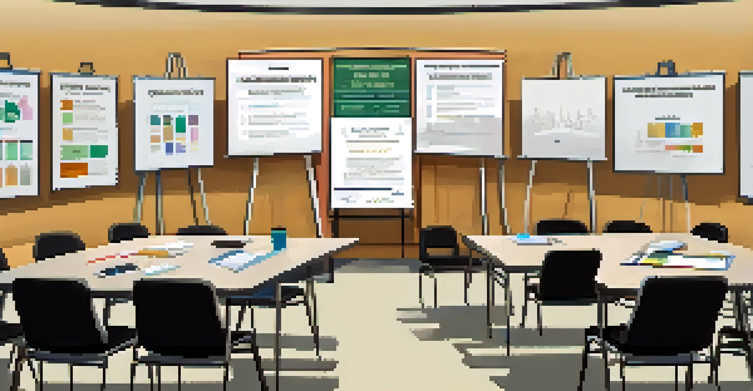 A training room set up for an ethics workshop with chairs in a circle and a whiteboard displaying ethical principles.