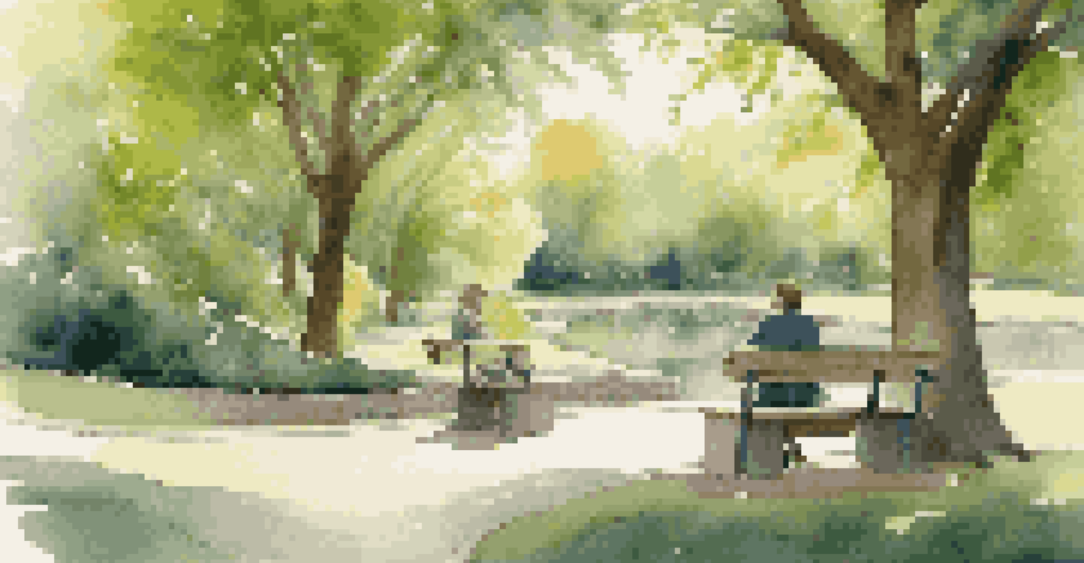 Two individuals in a park engaging in a role-playing exercise for conflict resolution, exemplifying calm communication in a tranquil environment.